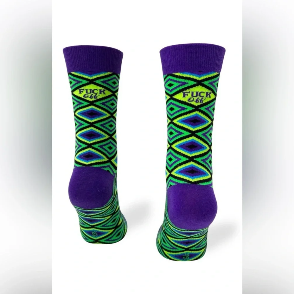 •F*ck Off• Funny Colorful Women’s Novelty Crew Socks - Picture 1 of 2